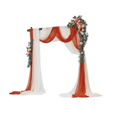 Vevor Artificial Wedding Arch Flowers Kit (pack Of 5) With Wedding Arch Draping Fabric,arch Flowers For We In Orange