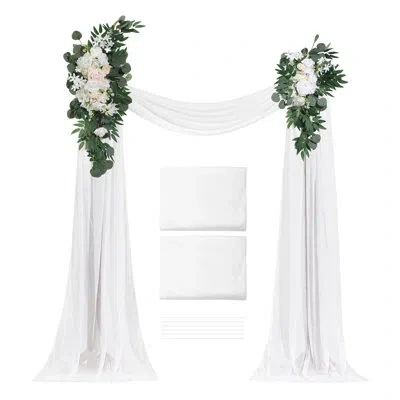 Vevor Artificial Wedding Arch Flowers Kit, White Wedding Arch Flowers With Drapes Kit (pack Of 4) - 2 Pcs 