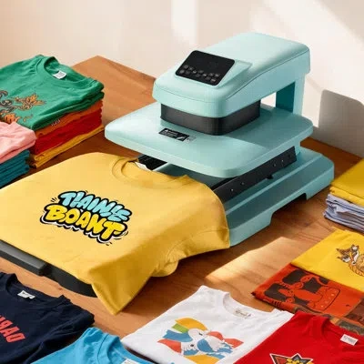 Vevor Auto Heat Press Machine 15 X 15 Inch T-shirt Press Machine Green, Auto Release And Adjustable Pressu