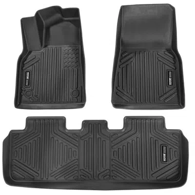 Vevor Automotive Floor Mats Fits For Tesla Model Y 2021-2024 3 Pcs Tpe Liners In Black
