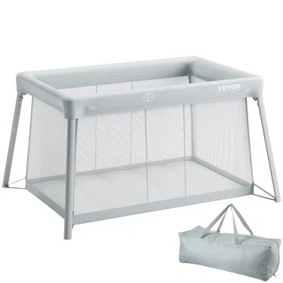Vevor Baby Travel Crib And Play Yard Folding Baby Playpen With Soft Mattress Pad