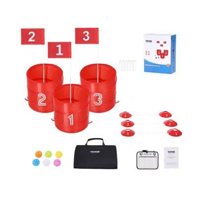 Vevor Backyard Golf Game 3 Hole Portable Outdoor Bucket Golf Game For Kids And Adults In Red