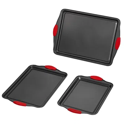 Vevor Baking Pan Set 3-piece Nonstick Carbon Steel Bakeware Set With Silicone Handle - Black