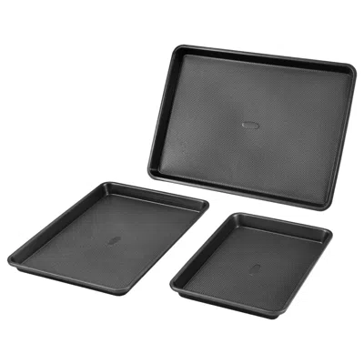 Vevor Baking Pan Set 3-piece Nonstick Carbon Steel Bakeware Set With Silicone Handle - Black
