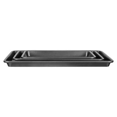 Vevor Baking Pan Set 3-piece Nonstick Carbon Steel Bakeware Set With Silicone Handle In Black