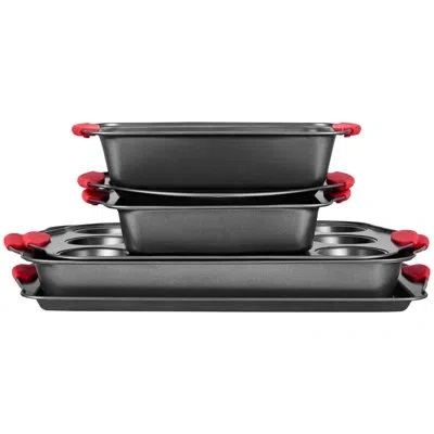 Vevor Baking Pan Set 6-piece Nonstick Carbon Steel Bakeware Set With Silicone Handle In Black