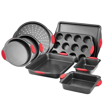 Vevor Baking Pan Set 8-piece Nonstick Carbon Steel Bakeware Set With Silicone Handle - Black In Gray