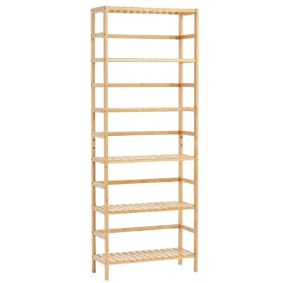 Vevor Bamboo Bookshelf 6 Tiers Bamboo Ladder Bookcase Rectangle Storage Rack In Natural