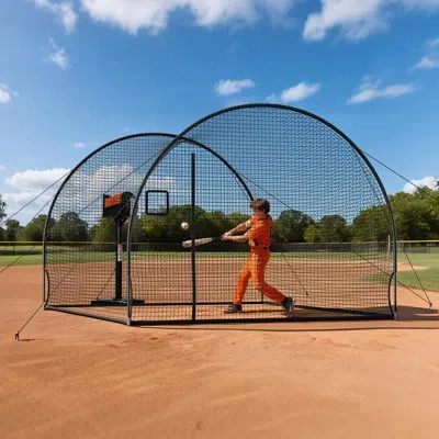 Vevor Baseball Batting Cage, 12.0 X 10.2 X 7.6 Ft Freestanding Portable Batting Cage, Hitting Cages With 4 In Black