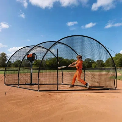 Vevor Baseball Batting Cage, 22.2 X 12.1 X 7.9 Ft Freestanding Portable Batting Cage, Hitting Cages With 4 In Black