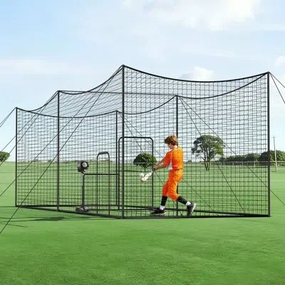 Vevor Baseball Batting Cage, 35.0 X 10.5 X 10.2 Ft Freestanding Portable Batting Cage, Hitting Cages With  In Black