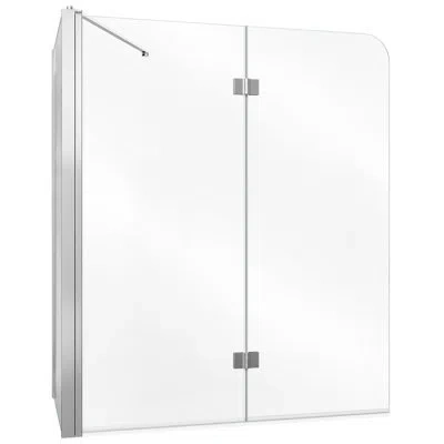 Vevor Bathtub Shower Door 27.5"/47"w X 55"h Semi-frameless Bi-fold Tub Door, 1/4" Clear Tempered Glass, Ea In White