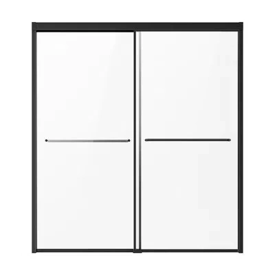Vevor Bathtub Shower Door 50-60 In. W X 60 In. H Semi-frameless Bypass Tub Door Black