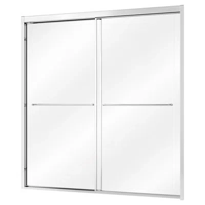 Vevor Bathtub Shower Door 60" W X 60" H Semi-frameless Bypass Sliding Doors, 1/4" Clear Tempered Glass, Do In White