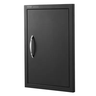 Vevor Bbq Access Door, 16w X 22h Inch Single Outdoor Kitchen Door, Cold Plate Flush Mount Door, Wall Verti In Matte Black