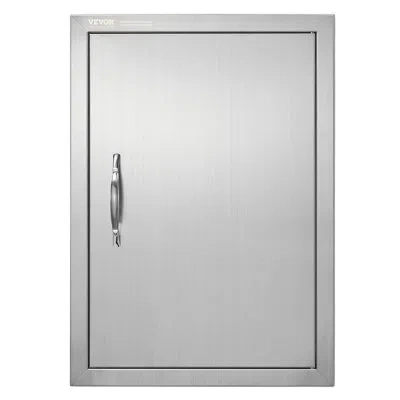 Vevor Bbq Access Door, 18w X 24h Inch Single Outdoor Kitchen Door, Stainless Steel Flush Mount Door, Wall  In Silver