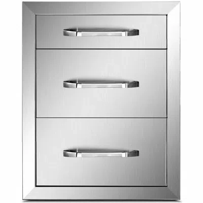 Vevor Bbq Island Outdoor Kitchen Triple Drawers 20.25"x14" Stainless Steel In Silver