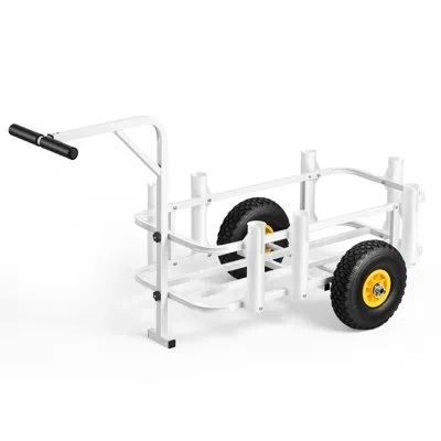 Vevor Beach Fishing Cart, 200 Lbs Load Capacity, Fishing Cart Wagon With Heavy-duty Carbon Steel Frame, 11 In White