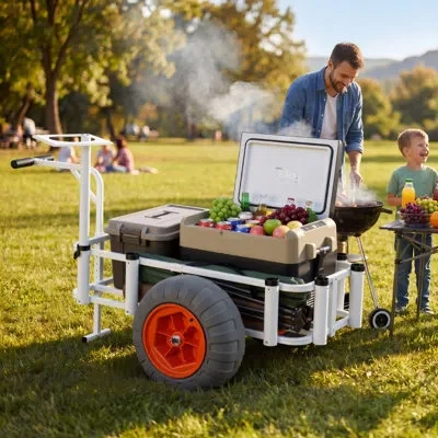 Vevor Beach Fishing Cart, 350 Lbs Load Capacity, Fishing Cart Wagon With Heavy-duty Aluminum Alloy Frame,  In Multi