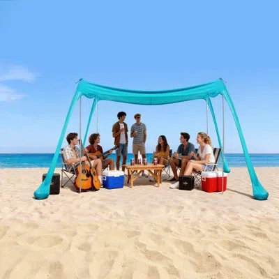 Vevor Beach Tent Sun Shelter, Upf50+ Sun Protection, 6.6 Ft Tall, 10 X 10 Ft, Easy Pop Up Beach Canopy Wit In Green