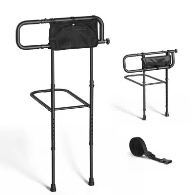 Vevor Bed Rails For Elderly Adults Folding Bed Side Rail With Floor Support, Length & Height Adjustable, 3 In Black