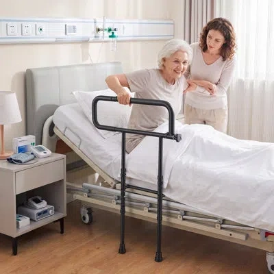 Vevor Bed Rails For Elderly Adults Folding Bed Side Rail With Floor Support, Length & Height Adjustable, H In Black