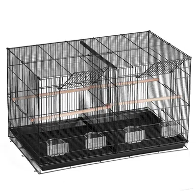 Vevor Bird Flight Cage With Divider 18 In Small Metal Parakeet Cage Black