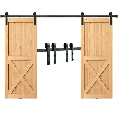 Vevor Black Steel Double Door Barn Door Hardware Kit Standard Double