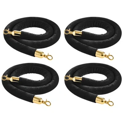 Vevor Black Velvet Stanchion Ropes, 5 Ft Crowd Control Stanchion Black Velvet Ropes With Gold Hooks, Post  In Gold;black