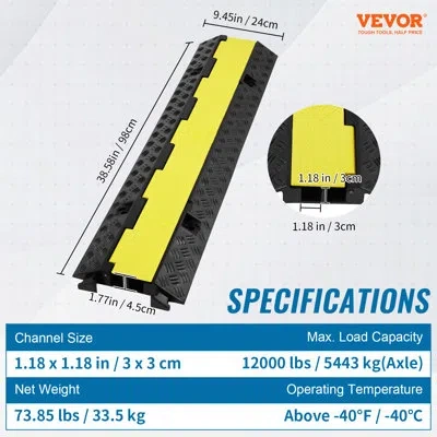 Vevor Cable Protector Ramp Cover In Black;yellow