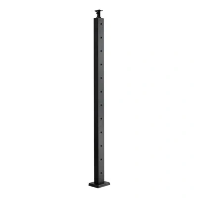 Vevor Cable Railing Post, 2x2 Inch Level Deck Stair Posts, 1-pack Stainless Steel Cable Handrail Post, Pre In Black