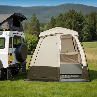 Vevor Camping Shower Tent, 2-room Foldable Privacy Tent Changing Room With Ground Stakes, Ropes, Carry Bag In Brown