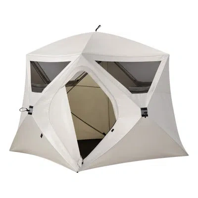Vevor Camping Tent, 4 Person Pop Up Instant Cabin Tent With Large Mesh Windows, 60 Seconds Easy Setup, Por In Beige