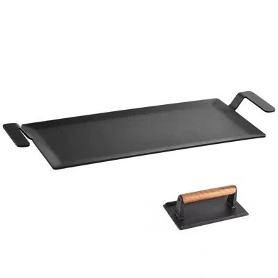 Vevor Carbon Steel Griddle 17x9 In Flat Top Pre-seasoned Plate Handle, For Bbq Eggs Burgers, Non-stick, Po In Black