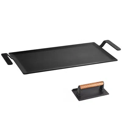 Vevor Carbon Steel Griddle 20x10 In Flat Top Pre-seasoned Plate Handle, For Bbq Eggs Burgers, Non-stick, P In Black
