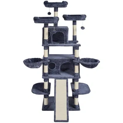 Vevor Cat Tree 68.5" Cat Tower For Indoor Cats With Cat Condos Scratching Post In Dark Gray