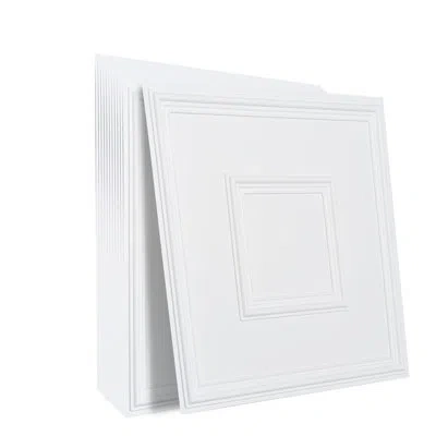 Vevor Ceiling Tiles 12-pack 24 X 24 In Pvc Easy Installation White Geometric