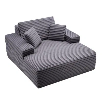 Vevor Chaise Lounge Chair, 48 In Boneless Chaise Lounge Indoor, Modern Upholstered Oversized Reading Chair In Gray