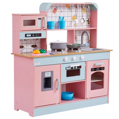 Vevor Christmas Gift! Kitchen Playset Kids Pretend Cooking Play Toy 24 Piece Accessories Pink