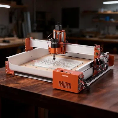 Vevor Cnc Router Machine, 100w Spindle, 3-axis Wood Engraving Milling Machine, With 15.75 X 15.75 X 3.74 I In Orange