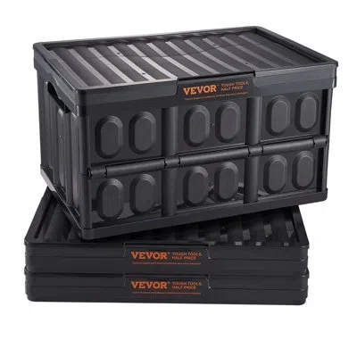 Vevor Collapsible Plastic Storage Bin Set In Black