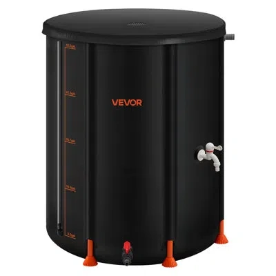 Vevor Collapsible Rain Barrel 53 Gal Rain Catcher With Spigot And Overflow Kit In Black
