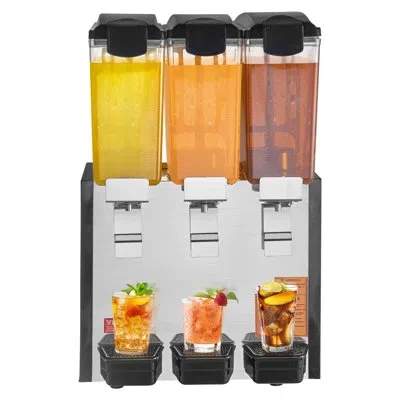 Vevor Commercial Beverage Dispenser 10l X 3 Tanks Cold Juice Ice Drink Dispenser In Silver