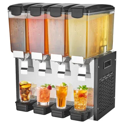 Vevor Commercial Beverage Dispenser 10l X 4 Tanks Cold Juice Ice Drink Dispenser - Black