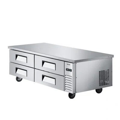 Vevor Commercial Chef Base Refrigerator Kitchen Prep Worktable 72 Inch Four Drawer In Stainless Steel