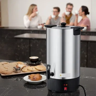 Vevor Commercial Coffee Urn, 100 Cup 15 L Hot Beverage Dispenser With Dripless Faucet, Quick-brewing Stain