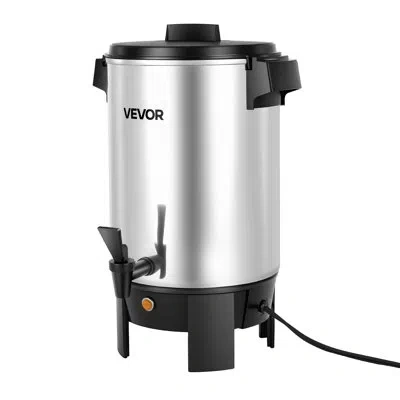 Vevor Commercial Coffee Urn, 40 Cup 203oz Hot Beverage Dispenser With Dripless Faucet, 1090w Quick-brewing In Silver;black