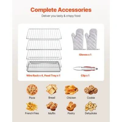 Vevor Commercial Countertop Oven, 66l 4-tier Toaster Ovens With Tempered Glass Door, 2800w Stainless Steel In Yellow