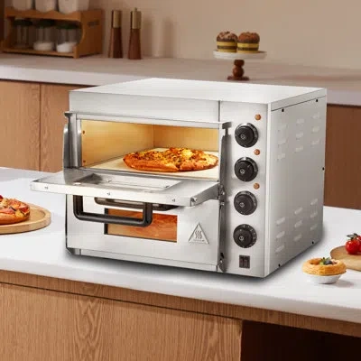 Vevor Commercial Countertop Pizza Oven Electric Pizza Oven For 14" Pizza Indoor In Silver
