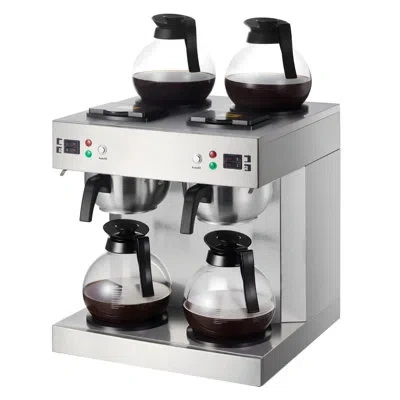 Vevor Commercial Drip Coffee Maker, 24 Cups Coffee-maker Machine With 4 Glass Carafes And 4 Decanter Warme In Stainless Steel;black